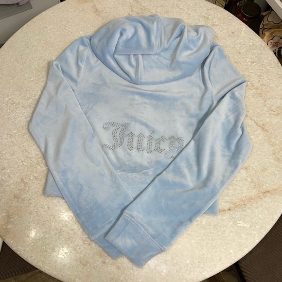 Juicy Couture y2k frosted blue velour rhinestone bling tracksuit size small - Picture 4 of 7
